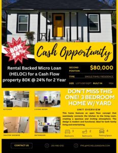 🔥 Rental Backed Micro Loan ( HELOC) for a Cash Flow property 80K @ 24% 80,000