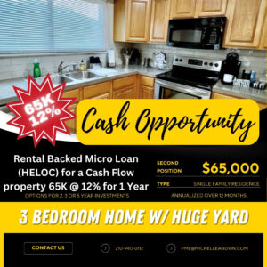 🔥 Rental Backed Micro Loan ( HELOC) for a Cash Flow property 65K @ 12% 65,000