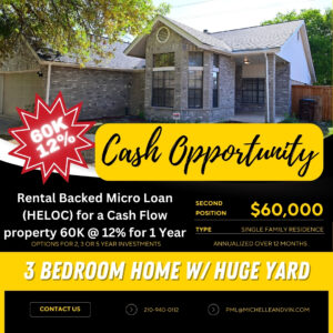 🔥 Rental Backed Micro Loan ( HELOC) for a Cash Flow property 60K @ 24% 60,000