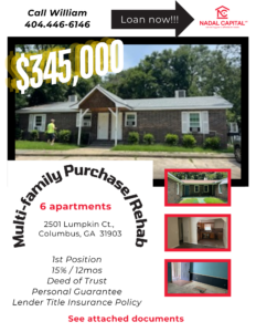 $$ NEED A LOAN FOR A MULTIFAMILY 6 UNITS 1ST POSITION 345K 12% 12 MONTHS $$