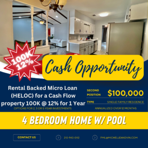 🔥 Rental Backed Micro Loan ( HELOC) for a Cash Flow property 100K @ 12% 💰