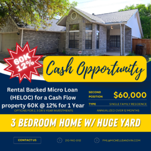 🔥 Rental Backed Micro Loan ( HELOC) for a Cash Flow property 60K @ 12% 💰