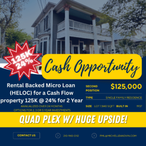 🔥 Rental Backed Micro Loan ( HELOC) for a Cash Flow property 125K @ 24% 💰 (ANNUALIZED)